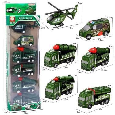 Imagem de Carrinhos Brinquedo Conjunto 6 Miniaturas De Veículos – Brinquedo Infantil De Aventura E Imaginação Verde Escuro