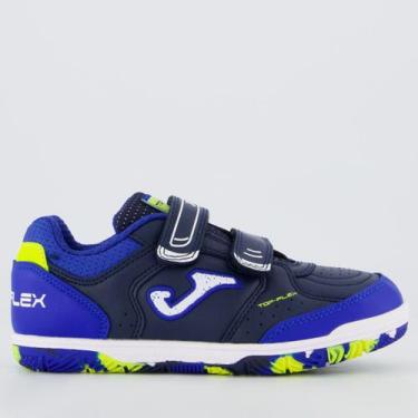 Imagem de Chuteira Joma Top Flex Futsal Juvenil Marinho e Branca, 32