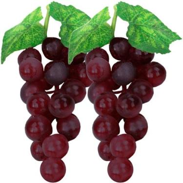 Imagem de Kit 12 Cachos Uva Roxa Fruta Artificial De Silicone De 10cm - Gici Imp