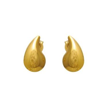 Imagem de Brinco de Vírgula Tendência Gota Pequeno Chunky Mini Folheado a Ouro 1