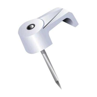 Imagem de Grampo Fixa Fio com Prego Médio 14x16 para Fios de 0,5MM a 1,5MM Niquelado Branco Ribei...