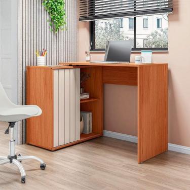 Imagem de Escrivaninha Retangular Tamires Moderno em MDF 140cm Off White para Escritório