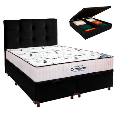 Imagem de Box Bau Blindado + Colchão Queen High Foam Ortobom + Cabeceira