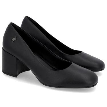 Imagem de Scarpin Usaflex Couro Bico Quadrado Salto Mèdio EP06001 Cor:PretoTaman