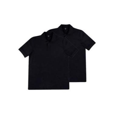 Imagem de Kit com 2 Camisetas Polo Masculina Hering N3a7 Azul Marinho-Masculino
