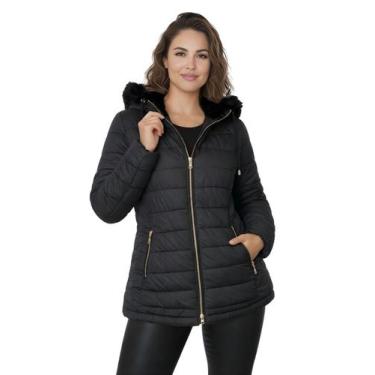 Imagem de Jaqueta Roger ParKa Dupla Face Nylon Peluciada Feminina, Preto, P, Mul