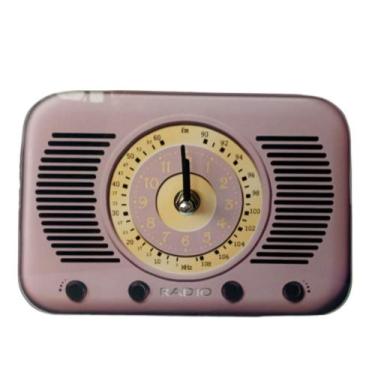 Imagem de RELÓGIO DE MESA MODELO RÁDIO ANTIGO 18,5x12,5x4,5CM LILAS. - BOM YEARS