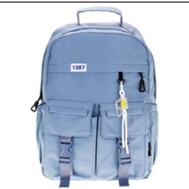 Imagem de Mochila feminina escolar/passeio impermeavel grande - Rabisco, Azul