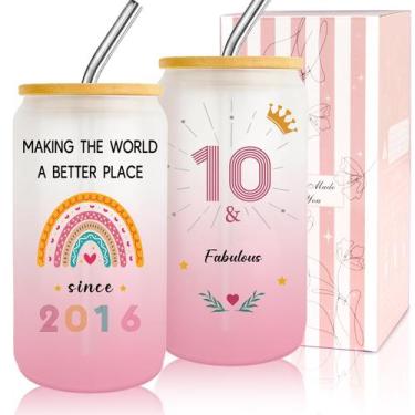 Imagem de Copo de vidro Unipinkart, presente de aniversário para menina de 10 an