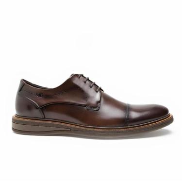 Imagem de Sapato Masculino Democrata 273101 Bay Oxford Cadarço Couro, 40, Tabaco