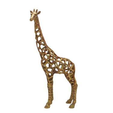 Imagem de Escultura Decorativa Girafa em Resina Dourada 50cm 16988-PL