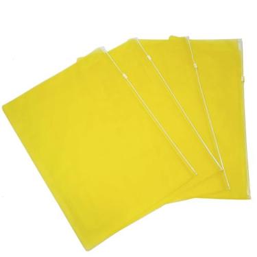 Imagem de Kit 4 Pasta Documentos Fechamento Zip Zap Escritório - Amarelo - Luthi