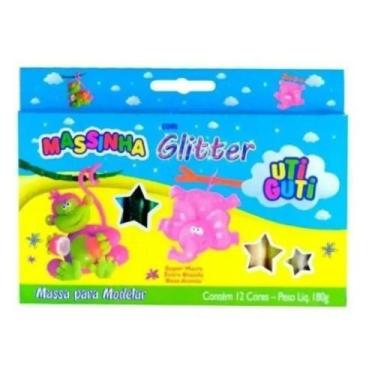 Imagem de Massinha Para Modelar Glitter Uti Guti 180g 12 cores