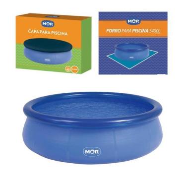 Imagem de Kit Piscina Inflável Splash Fun 3400 Litros + Capa + Forro - Mor