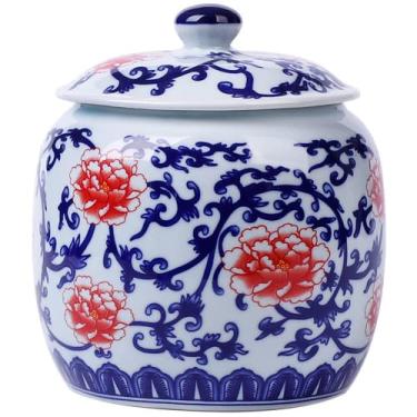 Imagem de Conjunto de chá de porcelana azul branca de 13 cm com lacre para armazenamento doméstico Puer Seal