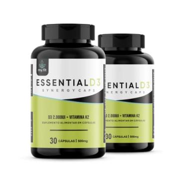 Imagem de Kit 2x Essential D3 - Vitamina D (2000UI) + K2 (65 mcg) - Cápsulas Sinérgicas, 500mg