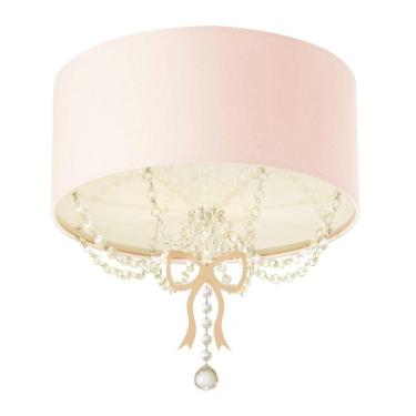 Imagem de Lustre Plafon Infantil Tom Luz Laço Cúpula Rosa 30cm