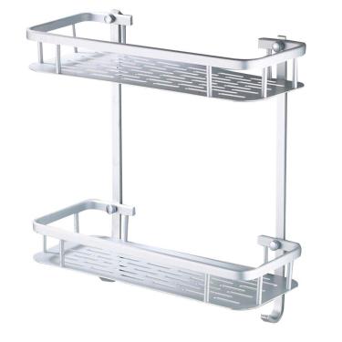 Imagem de Porta Shampoo Duplo Prateleira Suporte Banho Banheiro Parede Chuveiro Aluminio Sabonete