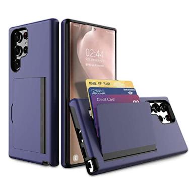 Imagem de para Samsung Galaxy S22 Ultra 5G Case Carteira Porta Cartão de Crédito Capa para Samsung S22 Plus S21 S20 FE S10 Plus Note 20 A12 A52 72, Azul Marinho, Para Galaxy S10