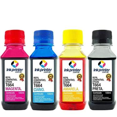 Imagem de Kit de Tinta para Epson L395 - Compatível Inkprinter (t664-4x100ml)