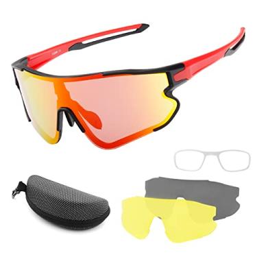 Imagem de Tingpai Óculos de ciclismo com 2 lentes intercambiáveis UV400 Óculos de sol espo vos MTB Road Bike Óculos pa homens mulheres correndo dirigindo pesca beisebol golfe