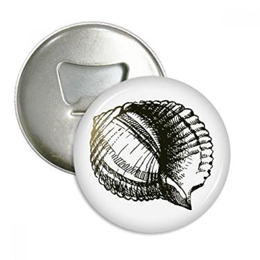 Imagem de Ilustração de vida marinha com vieira preta, abridor de garrafas, ímã de geladeira, emblema multifuncional