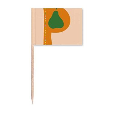Imagem de P Alfabeto pera frutas padrão bonito palito bandeiras marcador decoração de festa