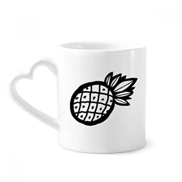 Imagem de Caneca de frutas com desenho de linha de abacaxi preto caneca de café cerâmica copo de coração de vidro