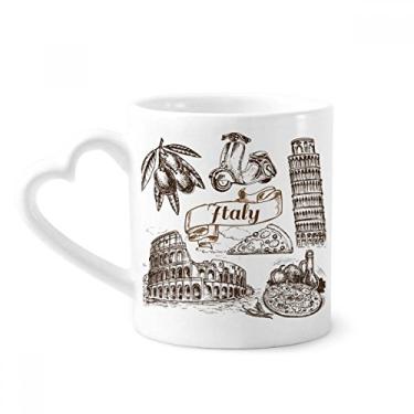 Imagem de Caneca com estampa de lugares de viagem com paisagem famosa da Itália caneca de café cerâmica copo de coração de vidro