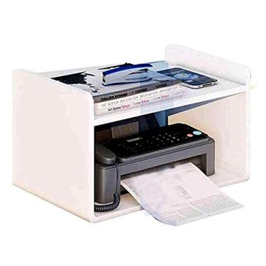 Imagem de KIZQYN Suporte de impressora Rack de impressão Estante de arquivo Rack de acabamento Rack de armazenamento de escritório Rack de cópia Organizador de rack de mesa móvel para impressora de mesa de casa (cor: ouro, tamanho: médio)