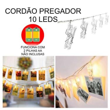 Imagem de Varal Cordão Fio Pregador Prendedor Luz Led 10 Fotos 2M - Multiart Chr