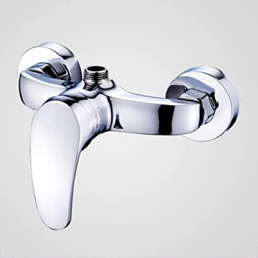 Imagem de LIDON Torneira de banheiro montada na parede de alavanca única válvula de mistura termostática torneiras de chuveiro para torneira de chuveiro de banheiro latão montado na parede G1/2 torneira de chuveiro de alavanca única, cromo B (cor: cromo A)