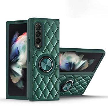Imagem de Capa de telefone de silicone de couro para Samsung Galaxy Z Flip 3 Flip4 5G Fold 3 4 Suporte de anel à prova de choque Revestimento de capa macia, verde, para Samsung Z Flip 4 5G