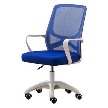 Imagem de cadeira de escritório Encosto Cadeira de malha Cadeira de escritório Mesa de computador e cadeira Apoio de cintura Cadeira giratória de levantamento ergonômico Cadeira de jogo de malha (cor: azul)