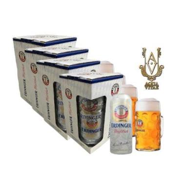 Imagem de Kit 04 Caneca Erdinger500ml + 04 Cerveja Erdinger Lata 500ml