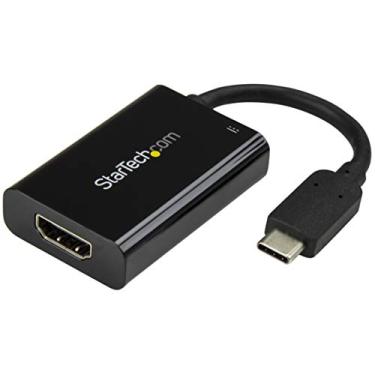 Imagem de StarTech. com adaptador USB C para HDMI 2.0 com fornecimento de energia - conversor de vídeo 4K 60Hz USB tipo-C para HDMI - porta de carregamento de 60W PD Pass-Through - compatível com Thunderbolt 3 - preto (CDP2HDUCP)