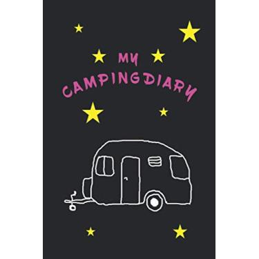 Imagem de Camping diary notebook with caravan drawing and stars: Notebook, daybook, notepad, jotter, pocketbook with 120 pages, lined - For trailer camping fans
