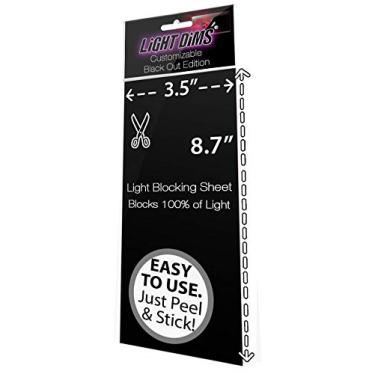 Imagem de LightDims Edição Black Out personalizável - Folha de regulação de luz para despertadores, eletrônicos e eletrodomésticos e muito mais. Bloqueia 100% da luz, folha de tamanho médio de 22 cm x 8,9 cm em embalagem de varejo