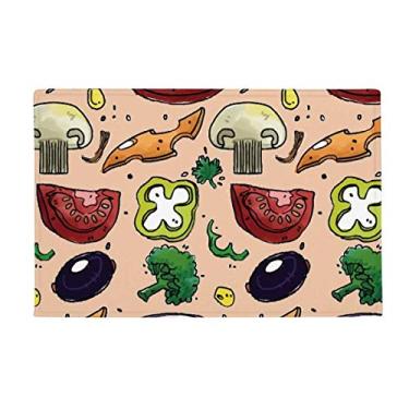 Imagem de DIYthinker Tapete antiderrapante para porta de banheiro Pizza Tomate Foods Peppers Cebola