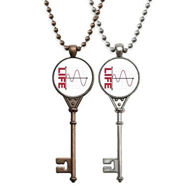 Imagem de OFFbb-USA Colar de chave com padrões de vida em queda em volta para decoração de casais