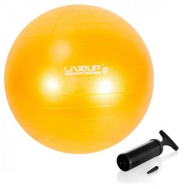 Imagem de Bola Suica Premium 75 Cm Amarela + Mini Bomba De Inflar  Liveup Sports