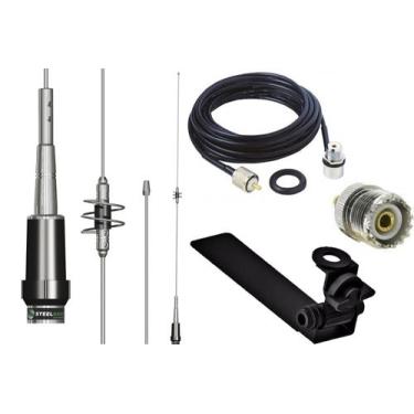 Imagem de Antena Dual Band 86cm Ap0191 Adaptador Baofeng Cabo 5,5 Metros Suporte