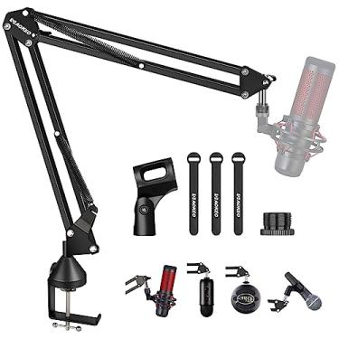 Imagem de Braço de microfone, Aokeo AK-35 Suporte de mesa para microfone Suspensão Boom Tesoura Suporte de braço para Blue Yeti, Blue Snowball ICE, QuadCast, Elgato