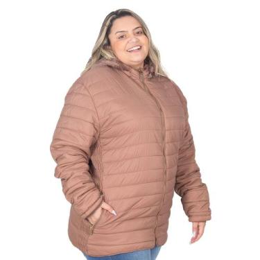 Imagem de Jaqueta Nylon Plus Size Feminina Peluciada Capuz Removível - Zafina