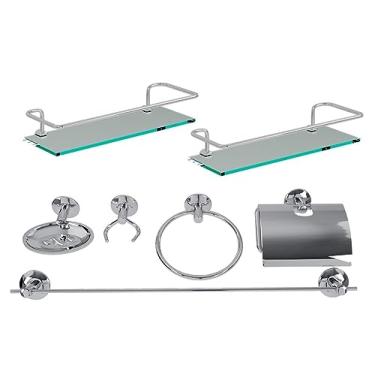 Imagem de MINHACAZZA Kit Acessórios para Banheiro 5 Peças + 2 Porta Shampoo Reto Incolor