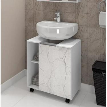 Imagem de Gabinete Para Banheiro Pequin 2075753 Branco Carrara - Moveis Bechara