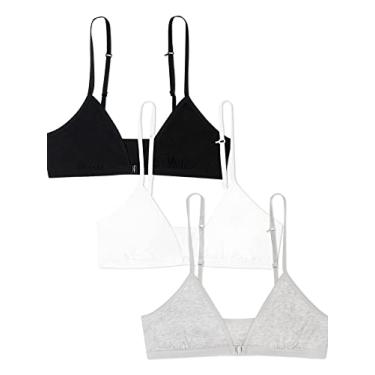 Imagem de Fruit of the Loom Sutiã conversível de algodão para meninas grandes, pacote com 3, Cinza mesclado/branco/preto, 34