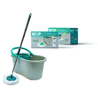 Imagem de Esfregão Mop Giratório Microfibra Balde 12 Litros Cesto Útil