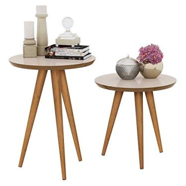 Imagem de Conjunto De Mesa Centro E Lateral Liz - Off White/Freijo