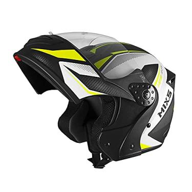 Imagem de Capacete de Moto Mixs MX Gladiator Neo Articulado Escamoteável Robocop Preto Com Amarelo 56